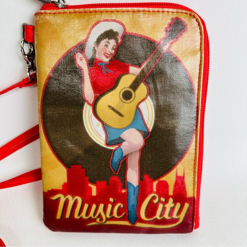 Alicia Klein Red Music City Wallet Shoulder Purse Crossbody Bag‎ Red